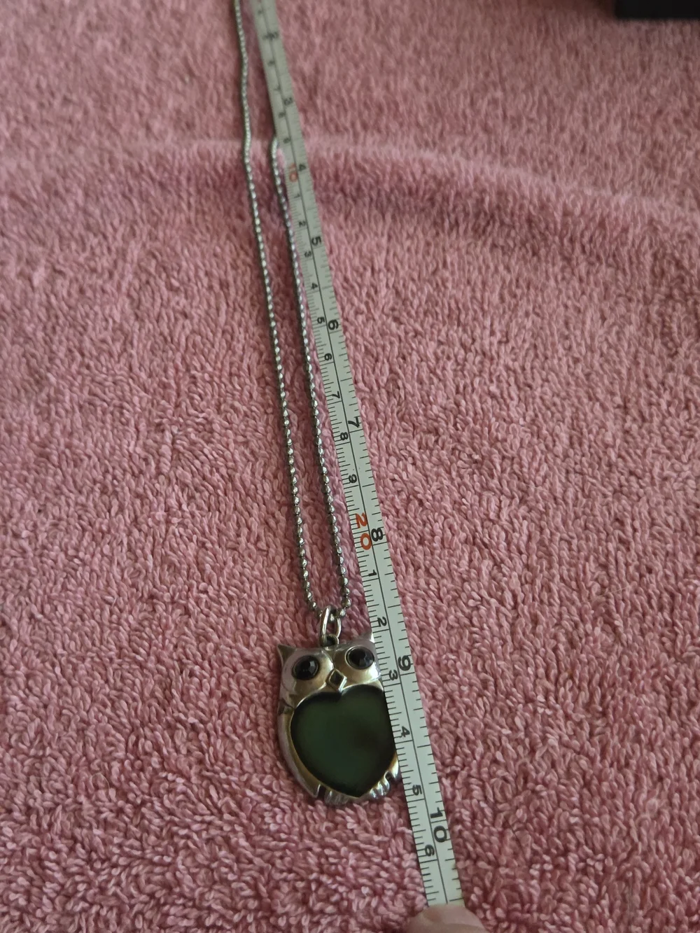 Claire's Silver Owl Mood Necklace with Green Heart Pendant